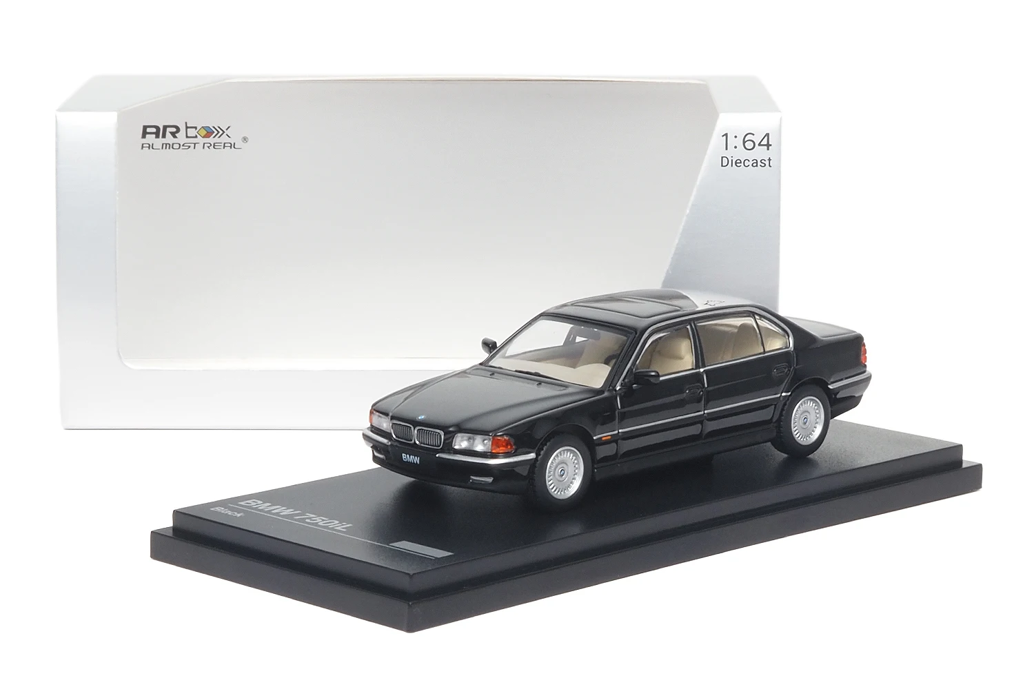 S8a95d0da499a43dfaf85a3bb32b4c298R ARボックスダイキャストモデル1/64スケール新品750iL（E38）ブラックスタティックオーナメントホリデーギフトコレクション