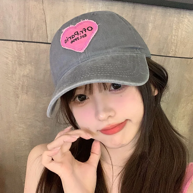 Women Baseball Cap Vintage Washed Cotton Soft Top Dad Hat Retro - Main Image