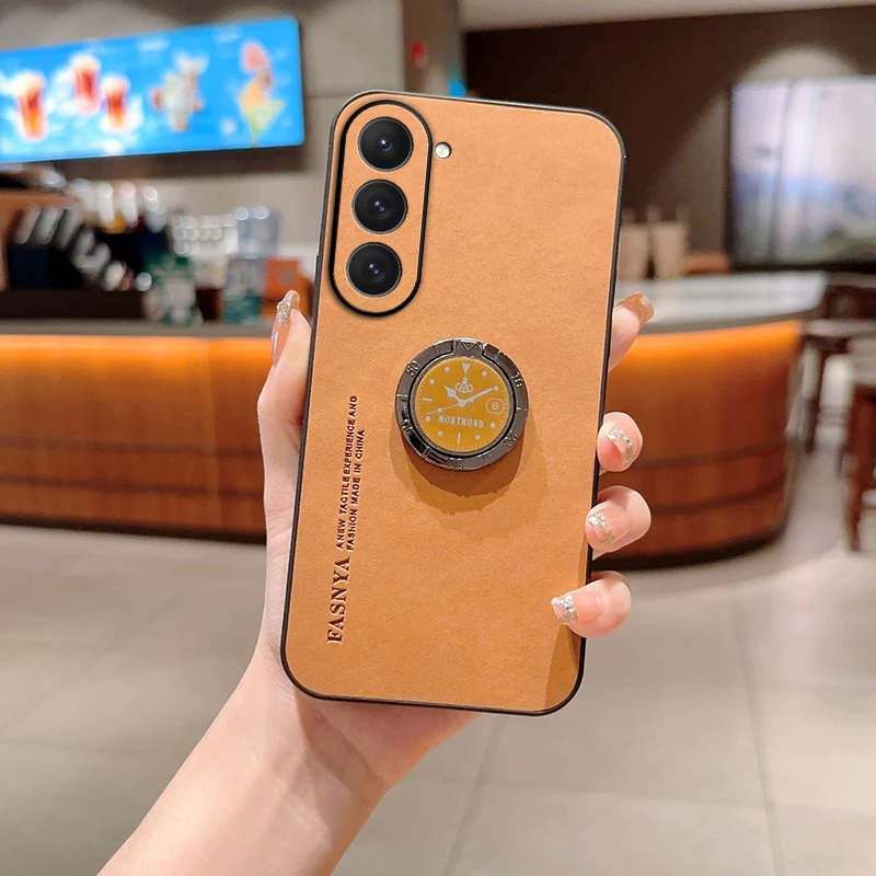 Étui en cuir avec anneau pour Samsung Galaxy S23, S24, S20, S22, S10, S9, S8 Plus, Ultra, Fe, Note 8, 9, S21, style rétro_voghion.com
