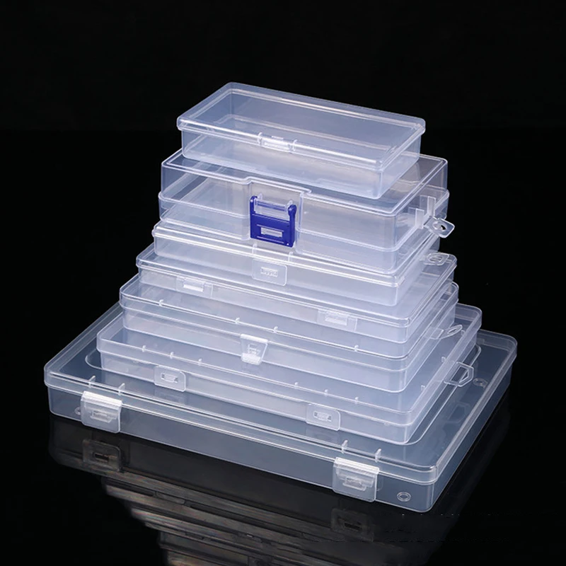 Hot Sale!Large Small Boxes Rectangle Clear Plastic Jewelry Storage Case  Container Packaging Box Desk Organizer School Stationery