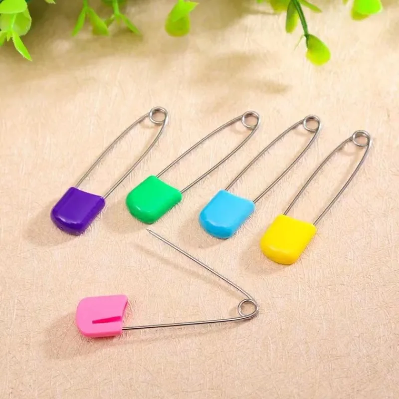 10/20Pcs 플라스틱 머리 안전 핀 5.4cm 안전 잠금  천 기저귀 기저귀 핀 버클 DIY 바늘 핀 바느질 용품