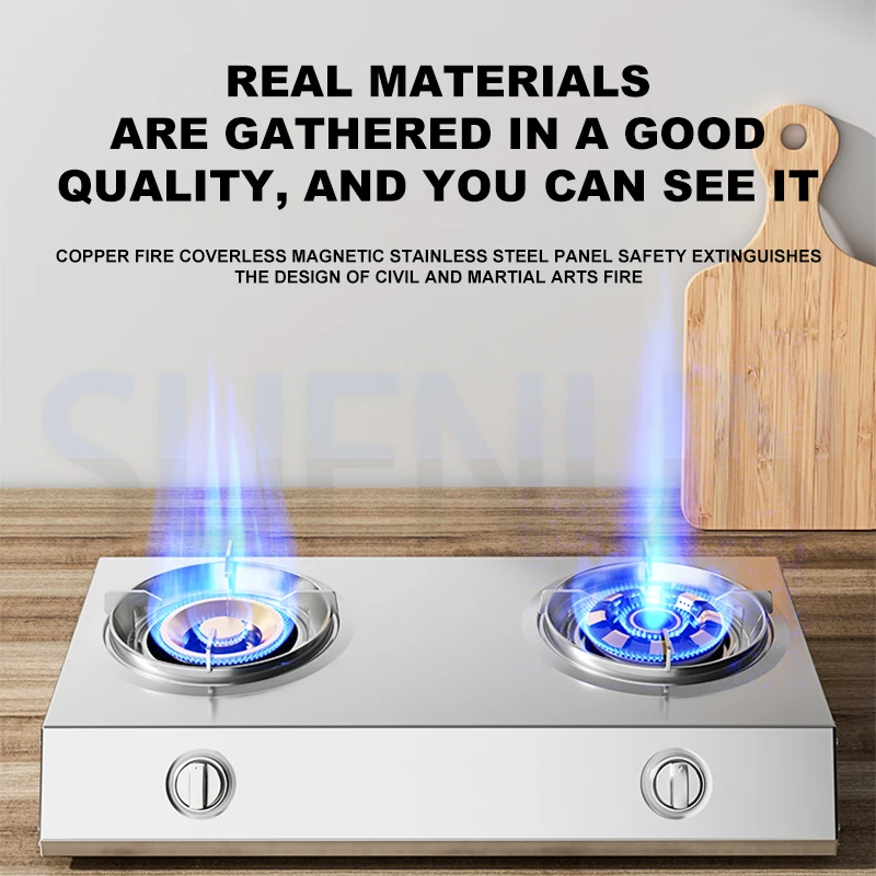 Desktop Gas Stove 2 Burner Stainless Steel Double Stove Household Strong Fire Liquefied Natural CocinasDe Gas Gas stove 5