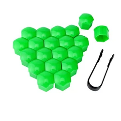 Black Car Wheel Nut and Bolt Protective Covers - Set of 20 - 21mm (20pcs Green)