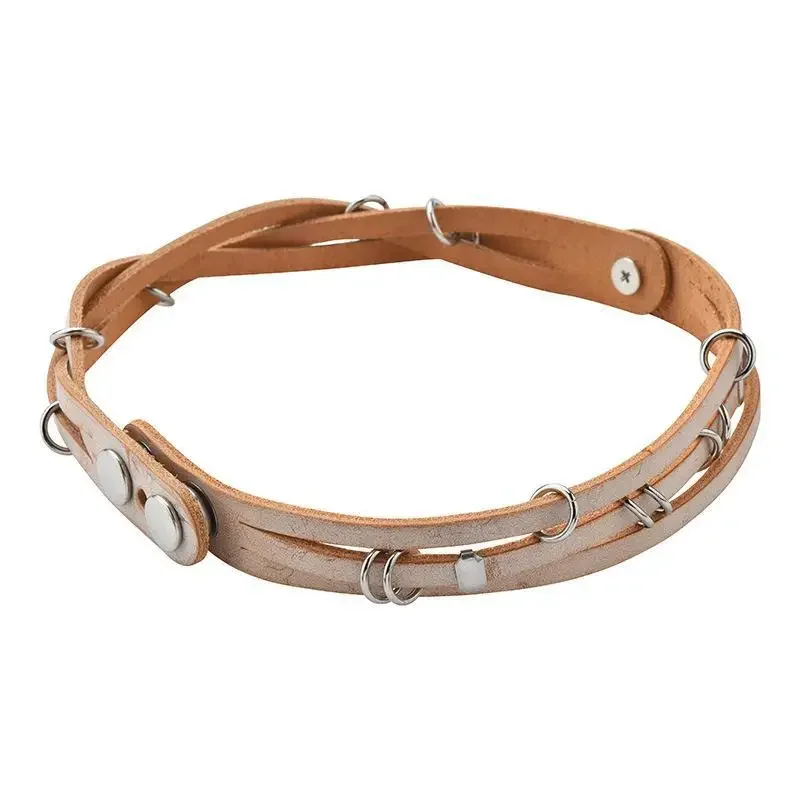 Circle Cowhide Necklace  Handmade Collar Chain For Women Girls Jewelry Gift for Birthday Christmas Party