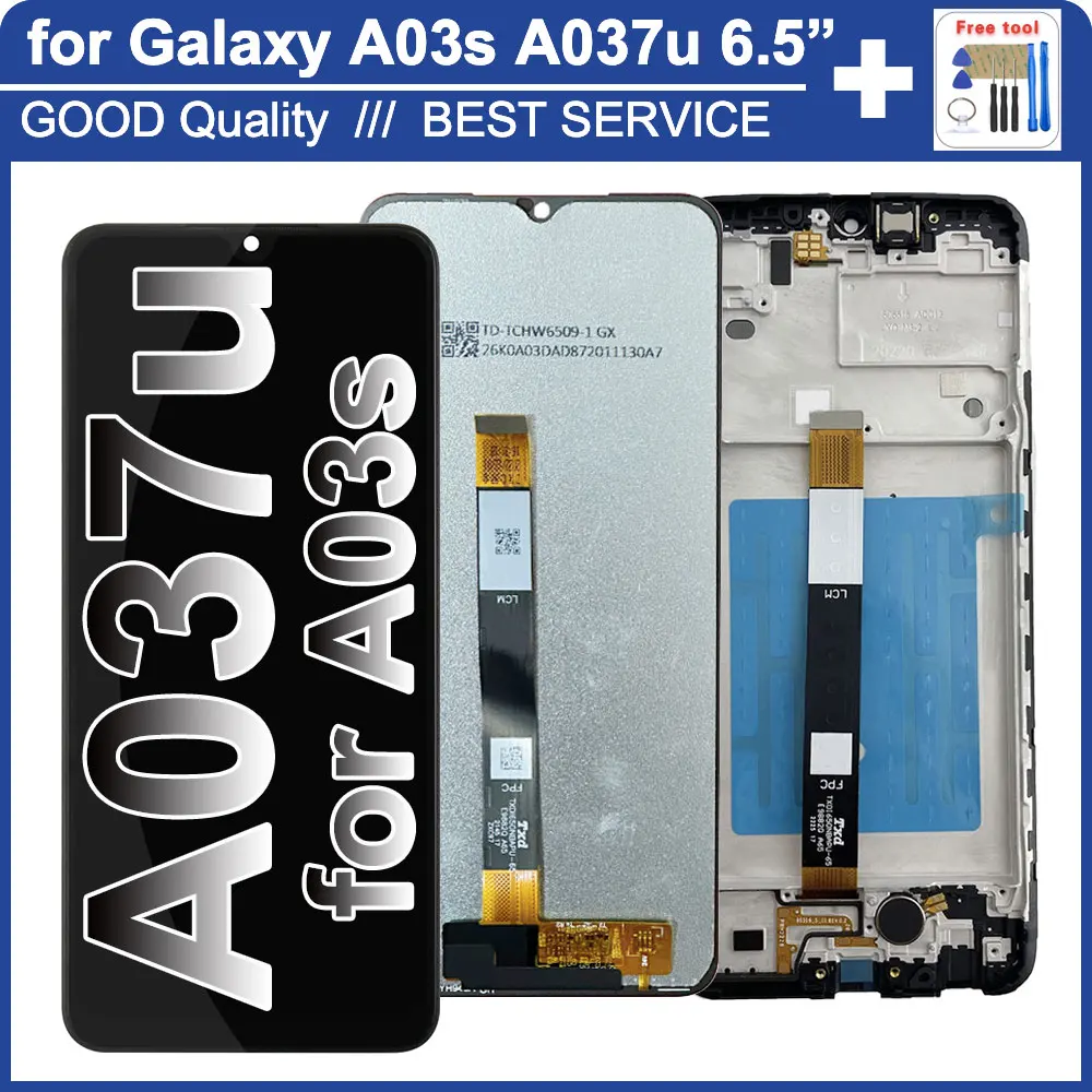 Новинка 100%, ЖК-дисплей для Samsung Galaxy A03S A037U, сменный ЖК-дисплей с сенсорным экраном для Samsung A03S, ЖК-экран в сборе с рамкой