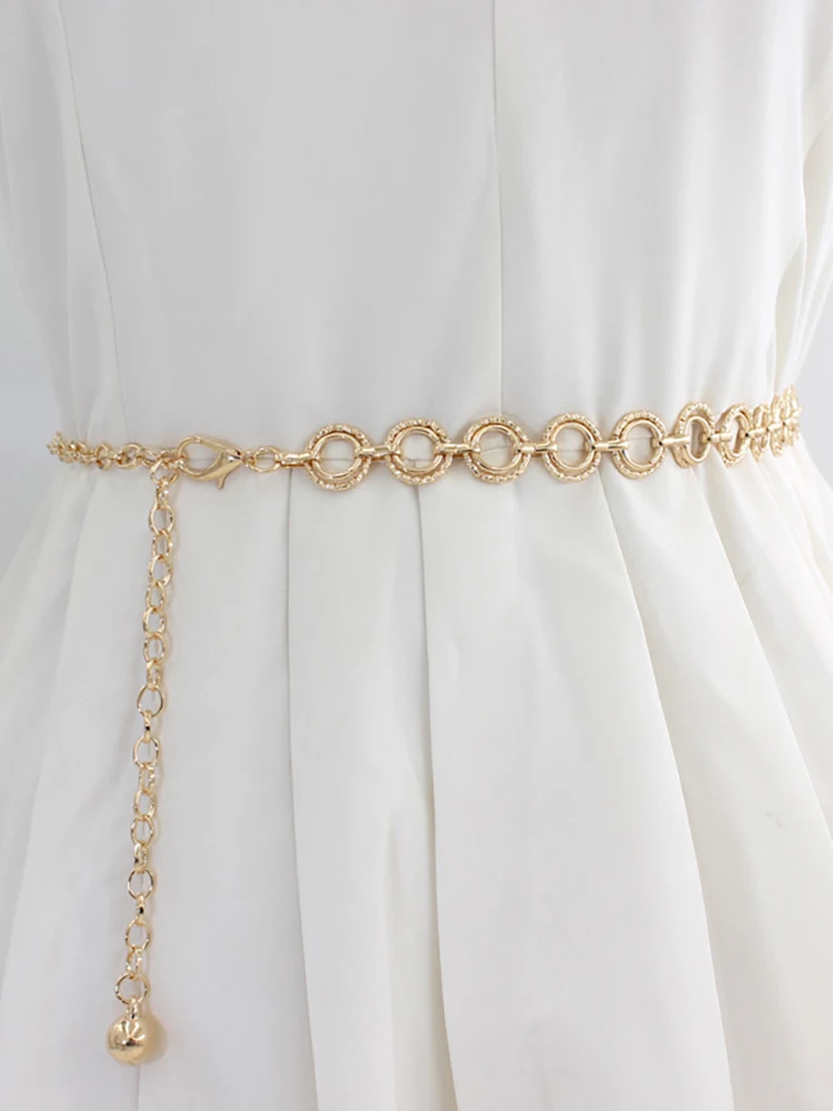 Metal Waist Chain Adjustable Body Link Belts Suit Dress Thin Waist Belt Trendy Jewelry For Women Sexy Waist Chain Accessories