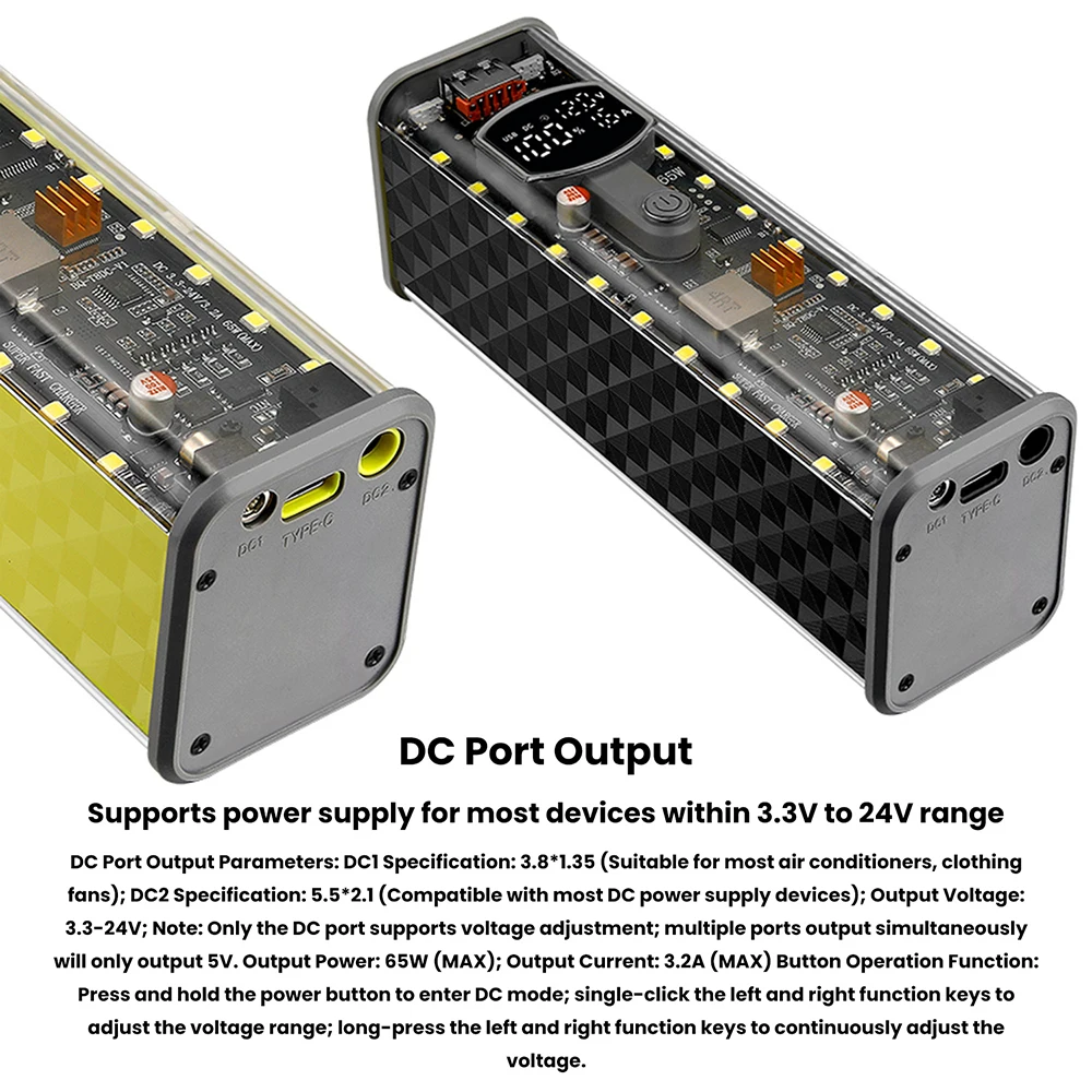 PD65W Akku-Aufbewahrungsbox Superschnelles Laden 8 Zellen 18650 DIY Powerbank-Gehäuse-Set Digitale Anzeige Batteriehalter USB+Typ-C – Detail 6