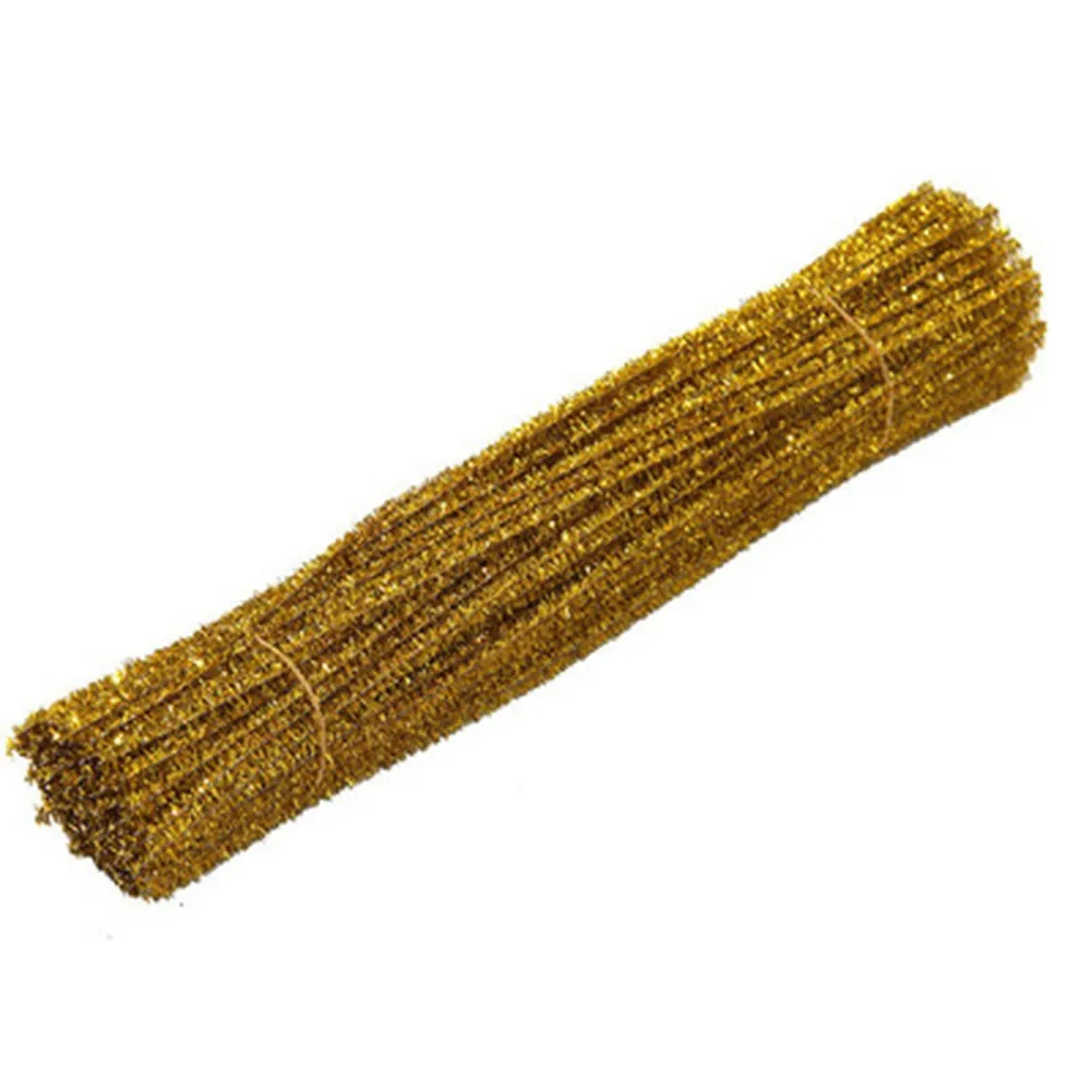 

100pcs 30cm Glitter Chenille Stems Pipe Cleaners Plush Tinsel Stems Wired Sticks Kids Educational DIY Craft Supplies