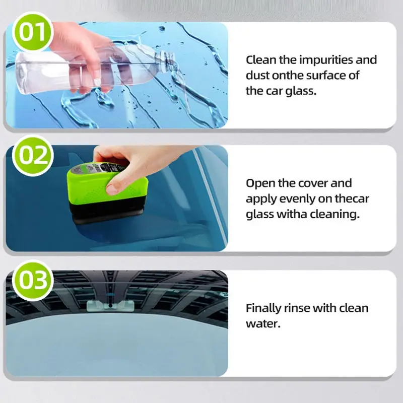 Car Glass Oil Film Remover Automotive Car Glass Sponge Cleaning Brush Front Inside Windshield Glass Oil Film Cleaning Agent 6