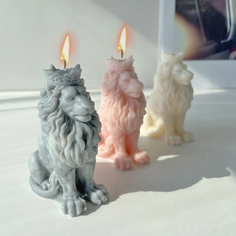 3D Lion King Silicone Candle Mold DIY Animal Shape Soap Resin Plaster Making Set Chocolate Ice Mould Desktop Home Decor Gifts