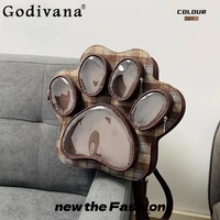 Original Cute Girl Paw Pain Bag 2025 New Plaid Messenger Bag Large Capacity College Wind Cartoon Commuter Backpack Women 1