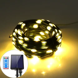 Elegant Leather LED Solar String Fairy Lights - 100M Waterproof Outdoor Garland with High - Power Solar Lamp - 100M 800LED (Warm White)