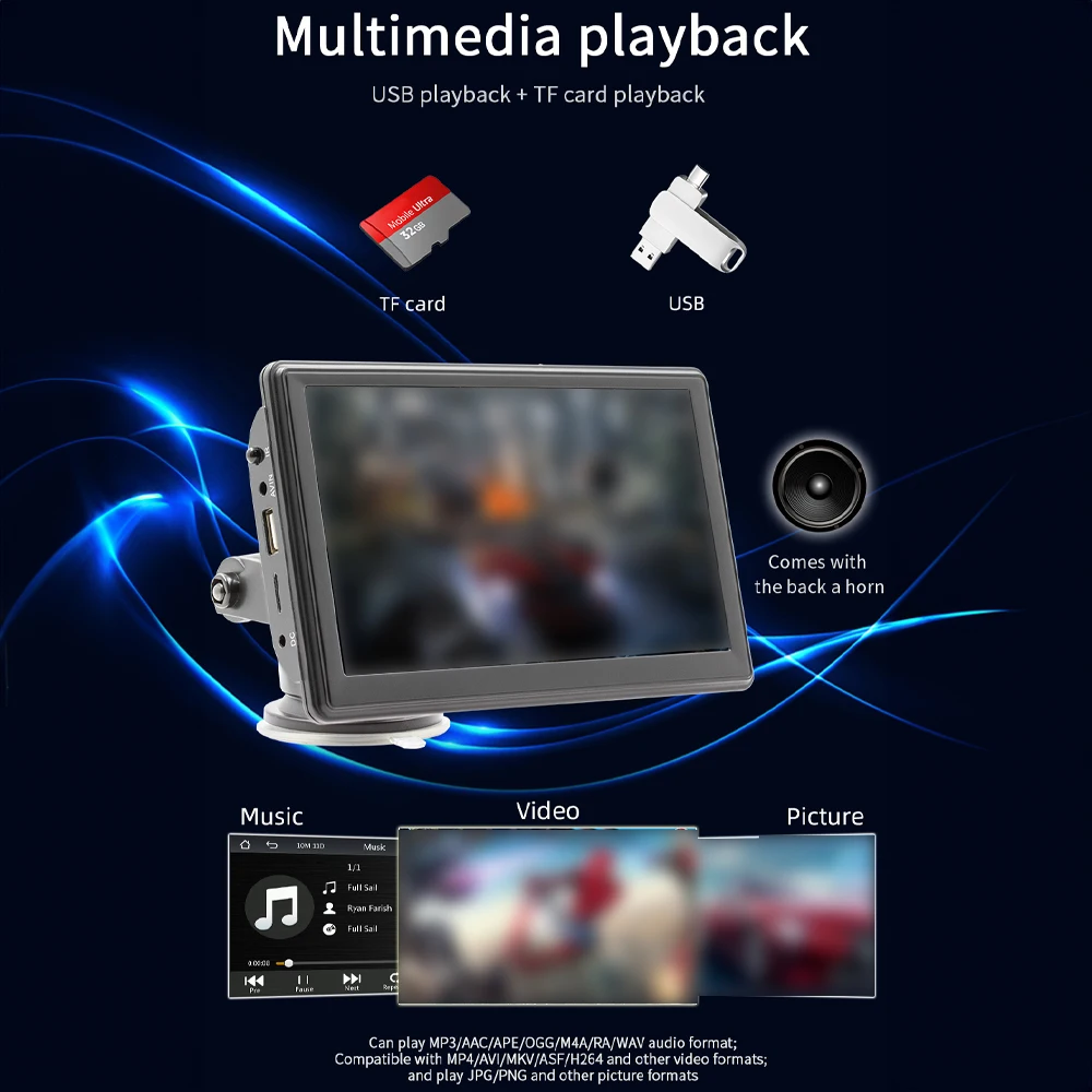 Universal 7inch Car Radio Multimedia Video Player Wireless Carplay And Wireless Android Auto Touch Screen Sun Visor B500