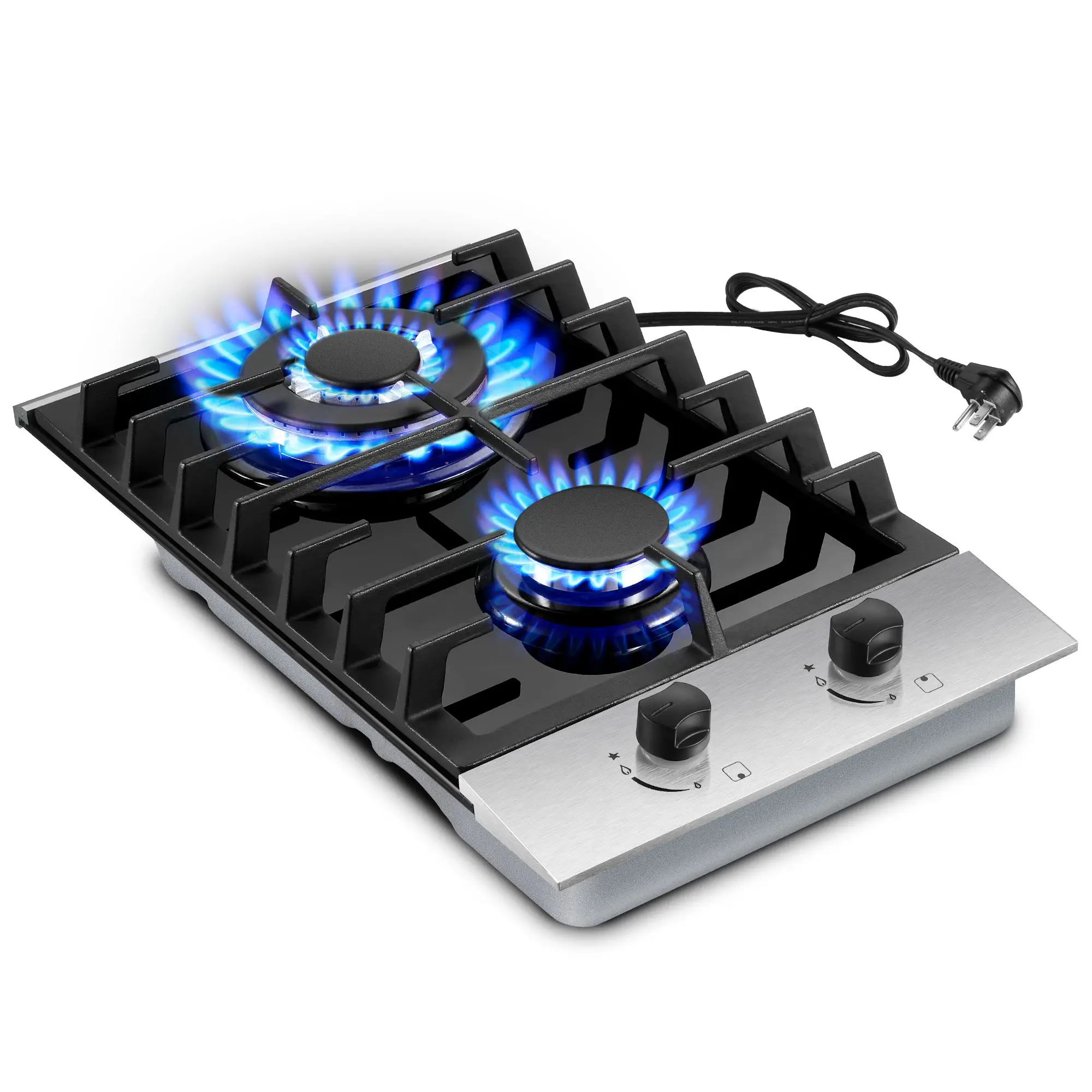 Tieasy 12 inch 2 Burner Propane Built-in with Thermocouple Protection Stainless Steel Gas Cooktop GH001-122G 2