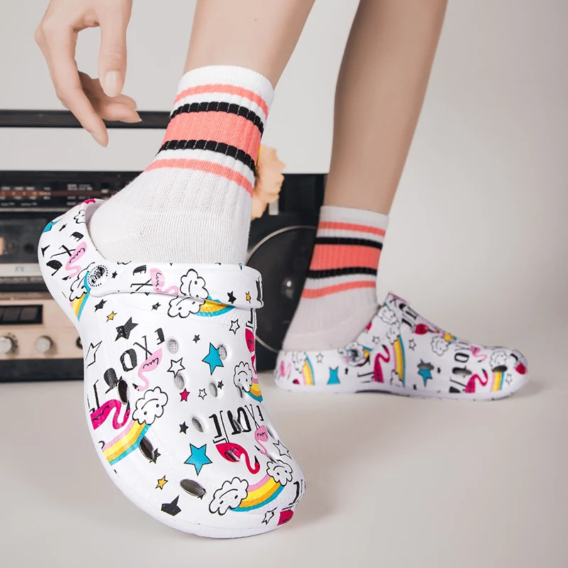 Fashion Graffiti Sandals Men Women Summer Print Platform Women's Clogs Casual Comfortable Non-slip Outdoor Beach Men's Slippers