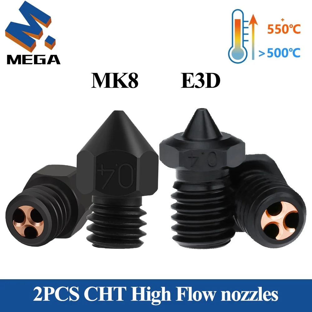 

E3D V6 MK8 CHT Nozzle Hardened Steel High Flow 0.2mm-1.2mm Three-eyes Clone Nozzles for High Speed printing 3d printers