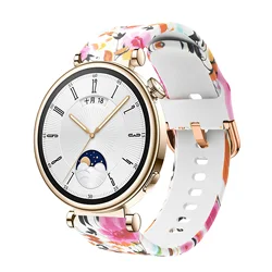 18mm Colorful Silicone Buckle Band for 18mm universal (Flower and Birds)