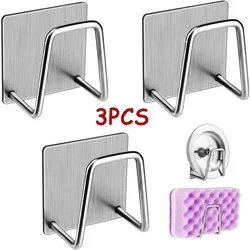 Kitchen Adhesive Stainless Steel Sponge Holder Waterproof Sink Sponge Drain Rack Shelf Organizer and Kitchen Storage Accessories