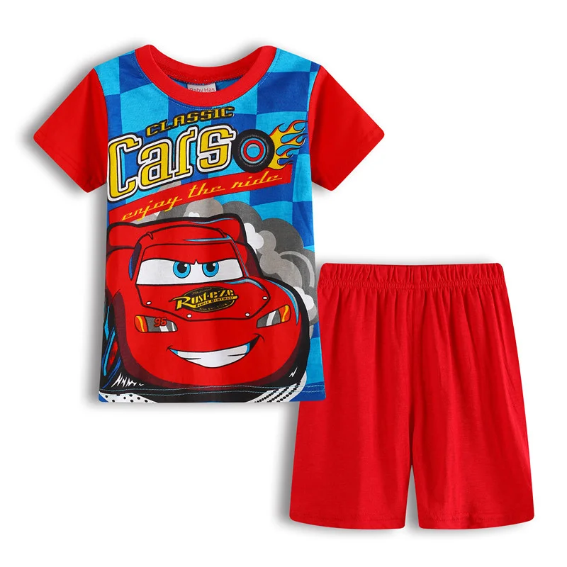 thumbnail image 1 of Pijamas de Disney Pixar Cars para niños, ropa de dormir de algodón de manga corta, 95 coches, regalo para niños, 1 of 5