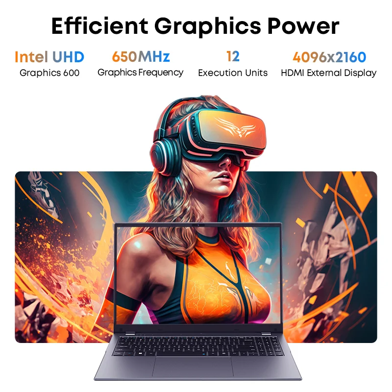 CHUWI HeroBook Plus 15.6'' Laptop, 256GB SSD 8GB RAM, Windows 11 Laptop, 1TB SSD Expand, Intel Celeron N4020, 2K FHD IPS Display 4