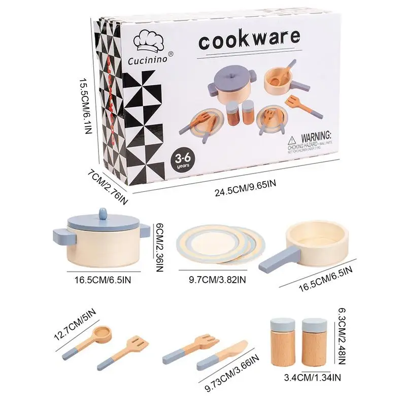 Wooden Mini Kitchen Cookware Pot Pan Cook Pretend Play Educational House Toys For Children Simulation Kitchen Utensils Girls Toy