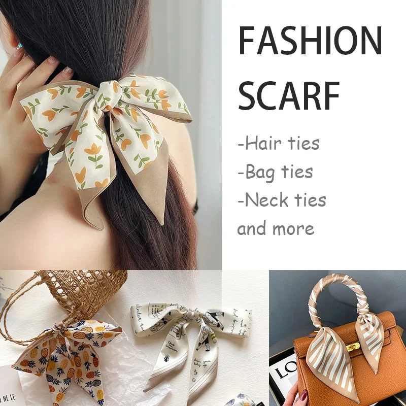 4pcs/set Series Silk Satin Scarf Women Cloth Hair Bands Headdress Accessories Lady Scarves Ribbon Neck Ties for Bag Handle 2