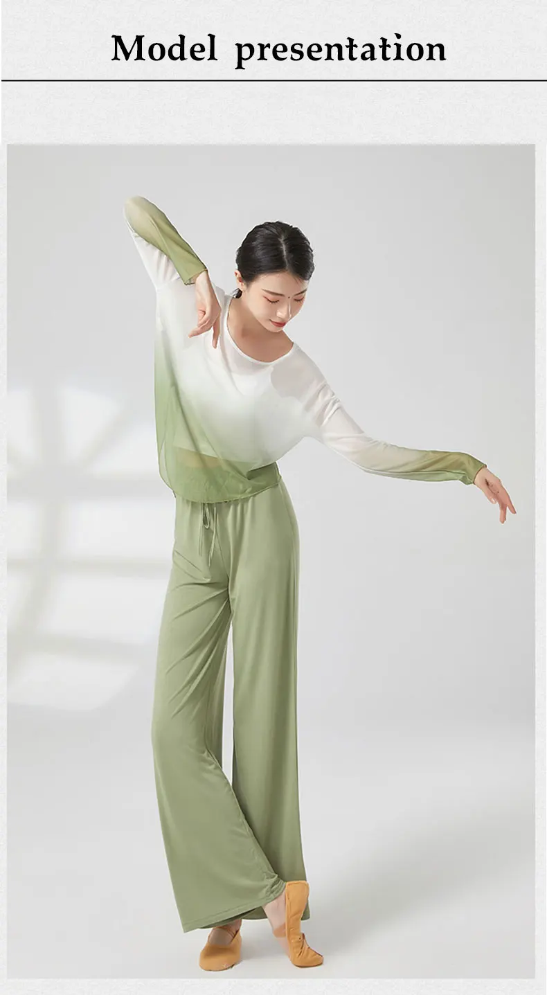 Moderne Tanz-Trainingshose für Frauen in klassischen chinesischen Tanzkleidung – vielseitige, schlankmachende Hose mit weitem Bein, geeignet für Erwachsene – Detail 12