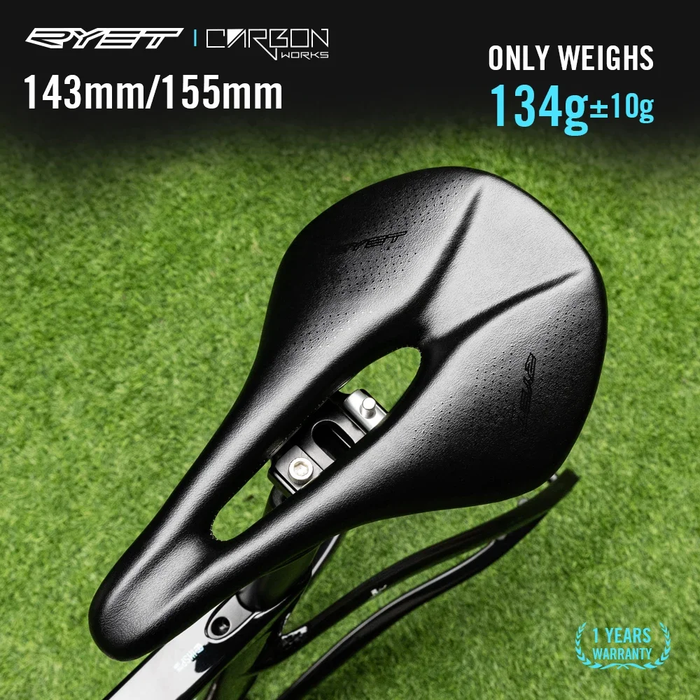 RYET Full Carbon Bike Saddle 143/155MM Super Light 125g Road MTB Racing PU Soft Seat Cushion Bicycle Cycling Parts Bicycle Saddle Bicycle Seat Cushion