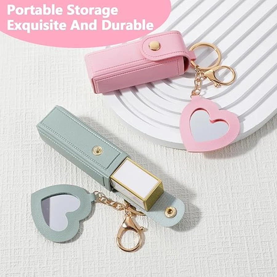 Heart-shaped Mirror Portable Mini Lipstick Bag