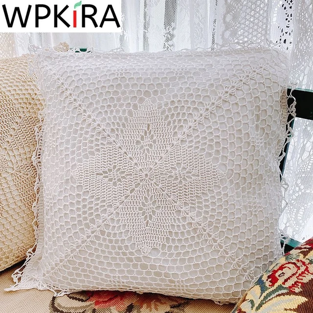 Boho White Decorative Pillows for Sofa Cotton Linen 3D Floral Lace  Pillowcase Sofa Cushion Cover Wedding Decor Throw Pillows - AliExpress