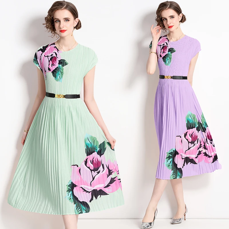 

2023 summer new age-reducing suit pleated top loose and thin pleated skirt temperament casual women's wear