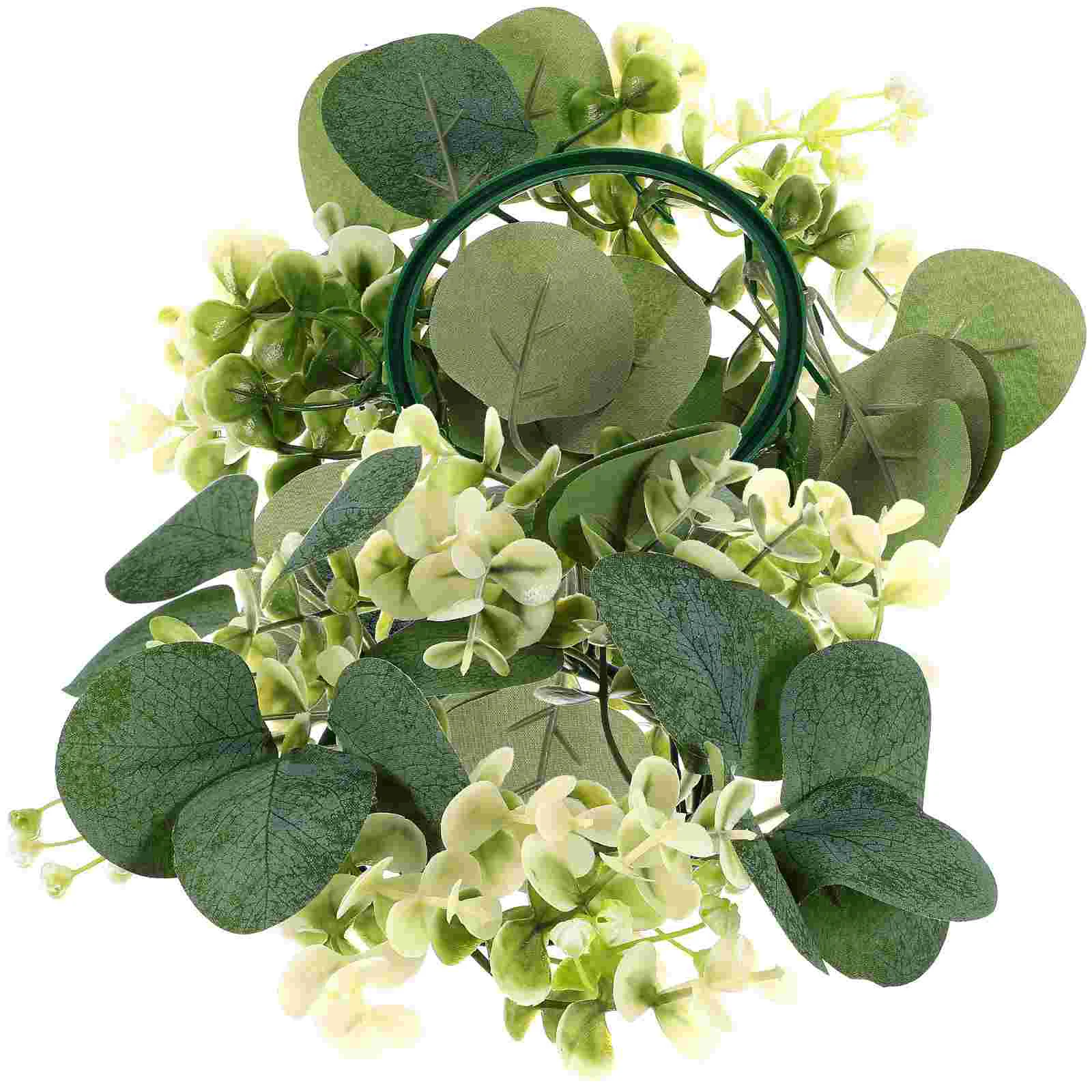 

2 Pcs Eucalyptus Candlestick Garland Wreaths Rings Decorate Artificial Leaf Wedding Party Decoration