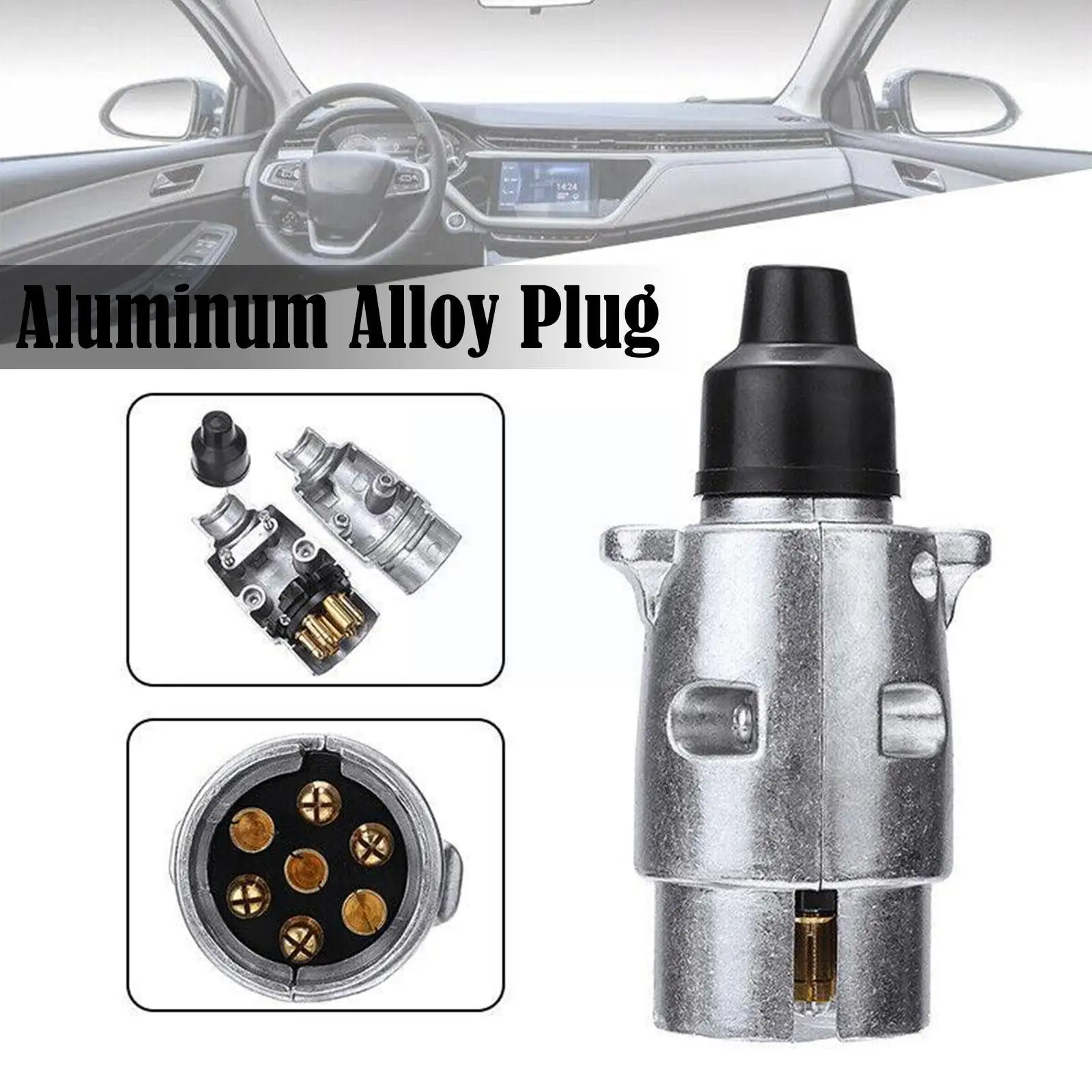 7 Pin Aluminium Alloy Plug Trailer Truck Towing Electrics 12V Connector EU Plug Professional Replacement For Truck 2