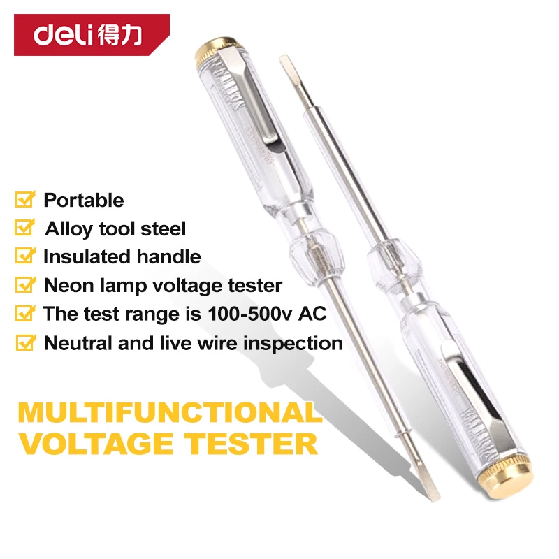 델리 전기 테스트 펜 원워드 비트 드라이버 비접촉 유도 지능형 전압 표시등 테스터 펜 도구