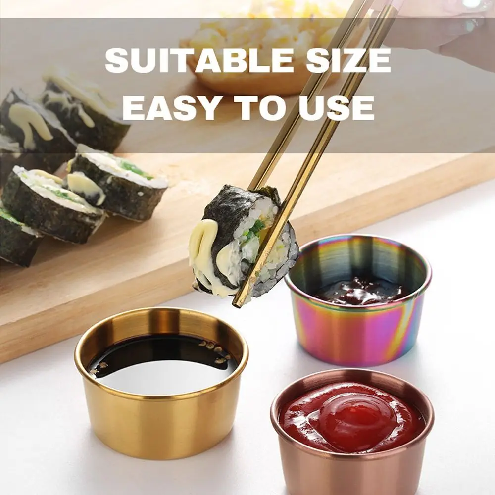 Multifunctional Stainless Steel Seasoning Dishes Condiment/Sauce Mustard/Salad/Tomato Sauce Dipping Bowl Seasoning Plate