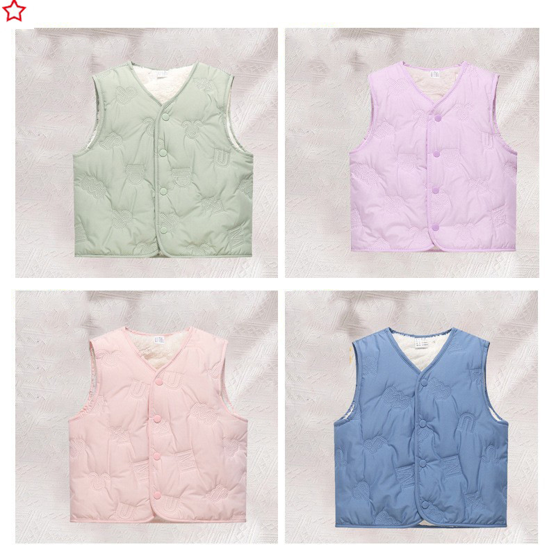 ‌2025 Kids Padded Vest Winter Warm Cotton Manga Print Sleeveless Jacket Baby Unisex Cute Cartoon Body Warmer‌