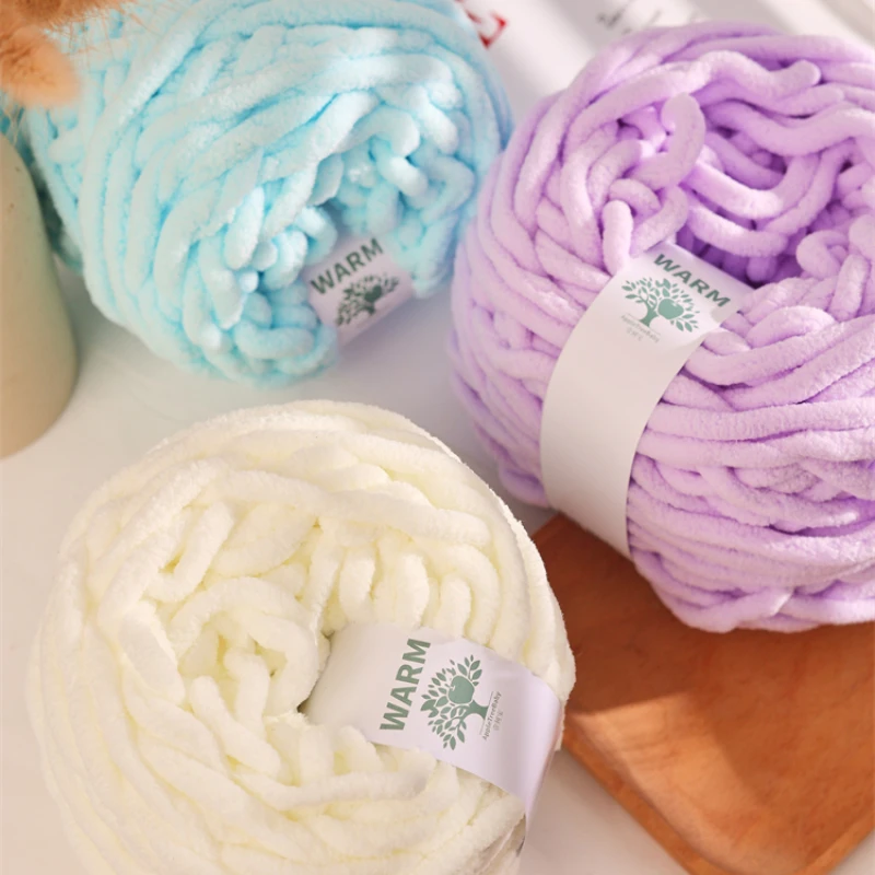 100g/45M Ice Strip Yarn Coarse Wool Chenille Velvet Chunky Yarn for Sweaters Hand-woven Diy Softknitted Scarf Wool Threads 2