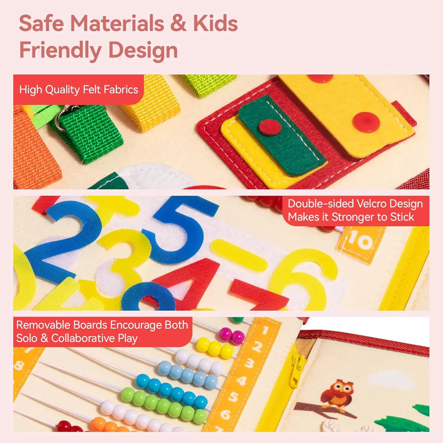 8 in1 Montessori Busy Board Toddlers Sensory Activity Board for 3 4 5 Years old Preschool Education Basic Life Skills Training