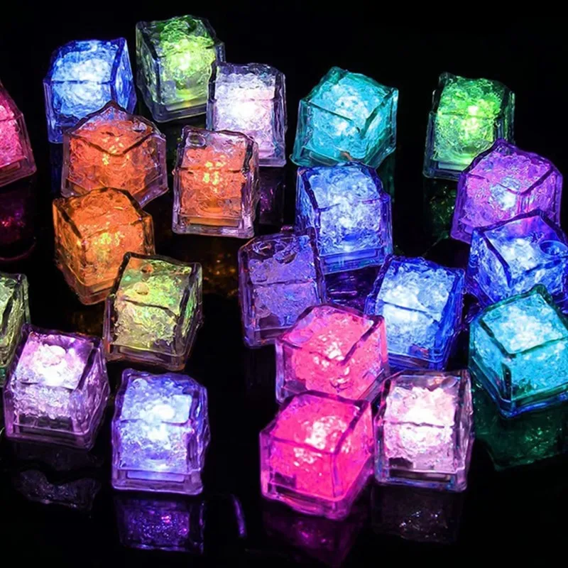 Cubos de hielo LED luminosos para decoración del hogar, accesorios de
