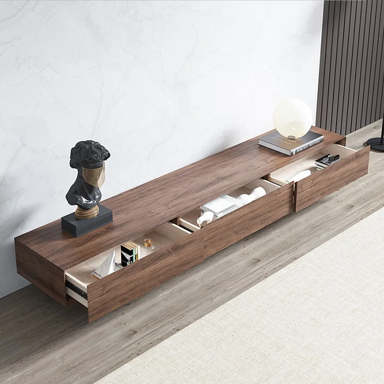 Nordic TV Cabinet Contracted Modern Solid Wood Light Luxury TV Stand Coffee Table Combination Living Room Floor Cabinet