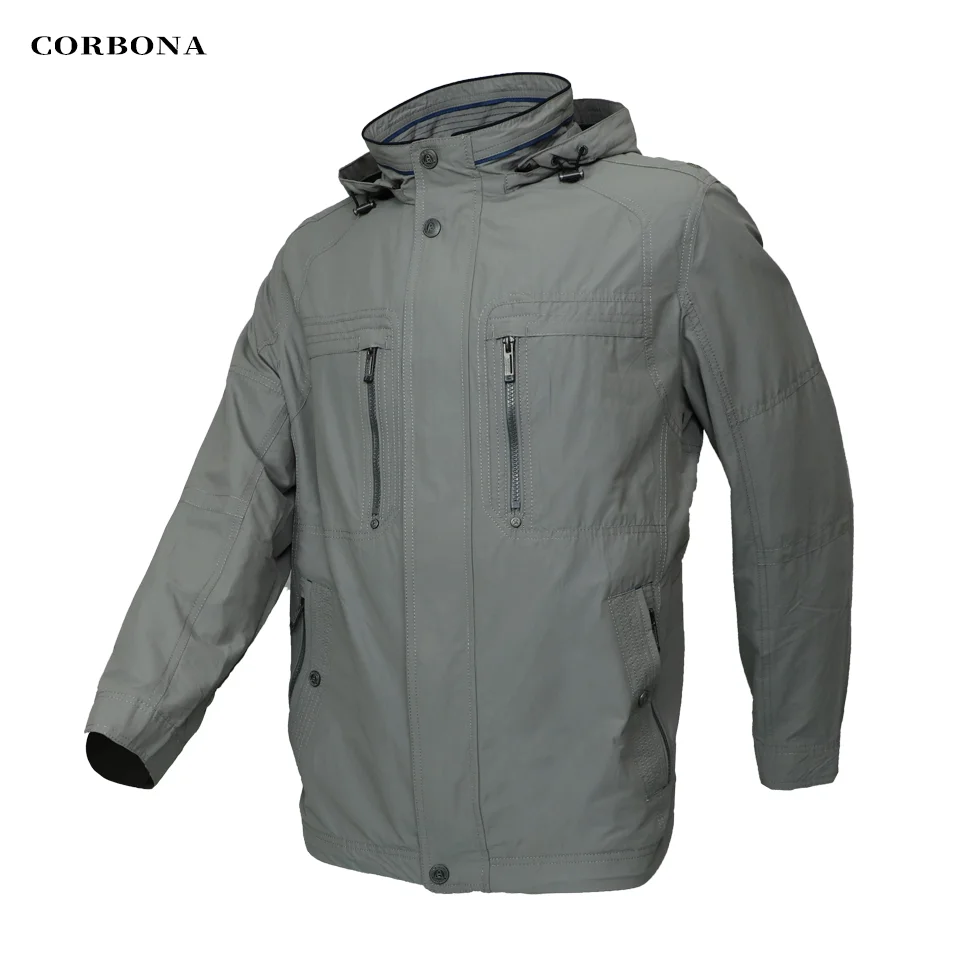 CORBONA 2022 New Spring Nylon Jacket Daily Men Coat Army Force Outdoor Multi Pokets Detachable-hat Summer Autumn Fashion Parka windcheater for men