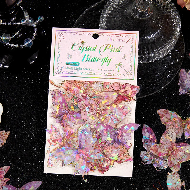 Butterfly Sticker Gold Foil DIY Scrapbooking Collage Junk Journal Planner Decorative Stationery PET Stickers 20pcs/pack scrapbooking material scrapbook materials diy craft materials