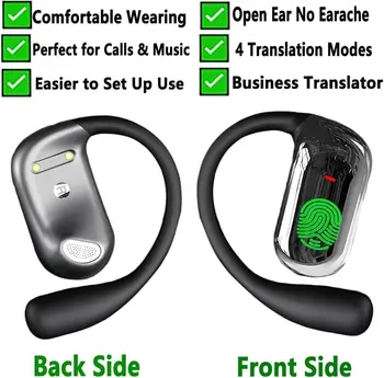 Ai Translation Earbuds Real Time 144 Languages English Spanish Translator Headphones, Open Ear Wireless Earphones Perfect for Travel 6