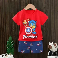 New Cartoon Short Sleeved Set For Baby Boys' Sportswear Summer T-shirt+shorts Children's 2-piece Set For Children's Clothing 1