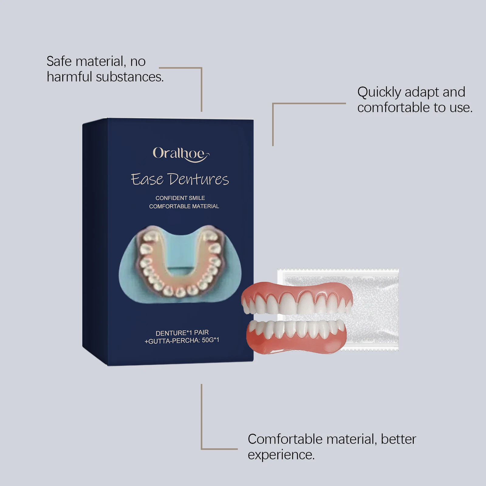 Snap-on Veneer Dentures: A Teeth Cosmetic Set for Enhancing Smile Comfort, a Denture Kit with Comfortable Material