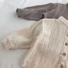 Spring  Autumn New Korean Children's Cotton and Linen Standing Neck Shirt Long Sleeved Loose Cotton Linen Shirt Top Long Sleeved 4