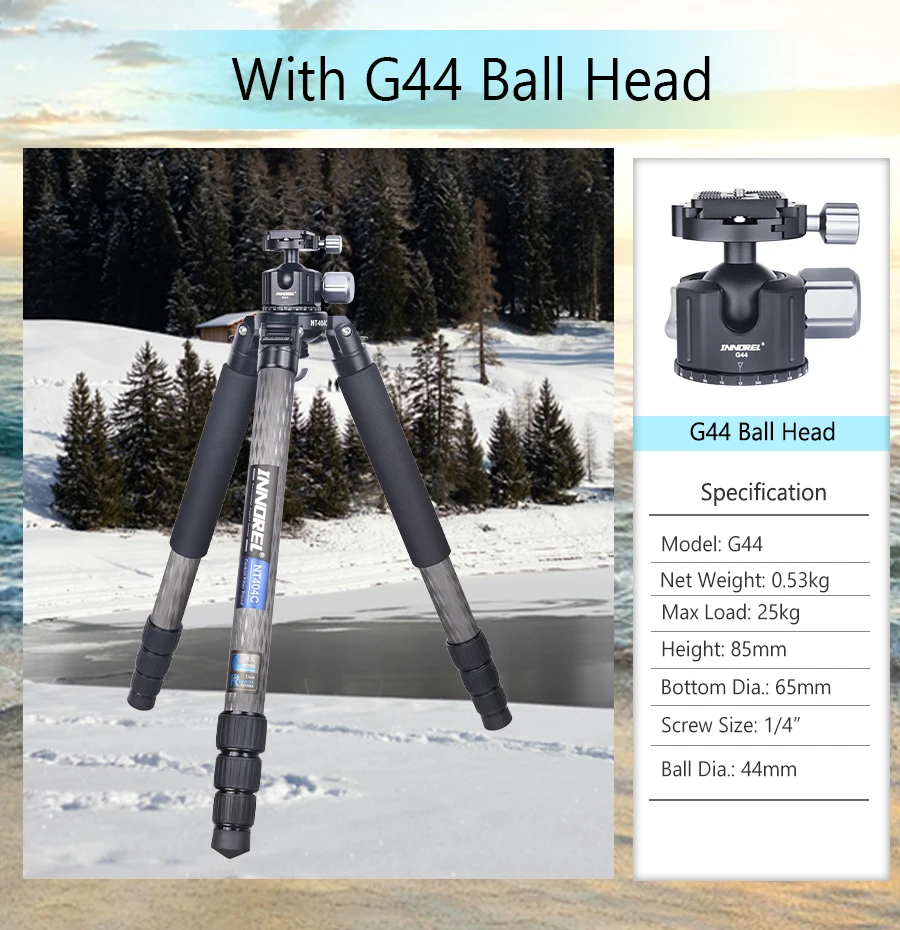 NT404C Professional Heavy Carbon Fiber Camera Tripod Super Stable Top Bird Watch