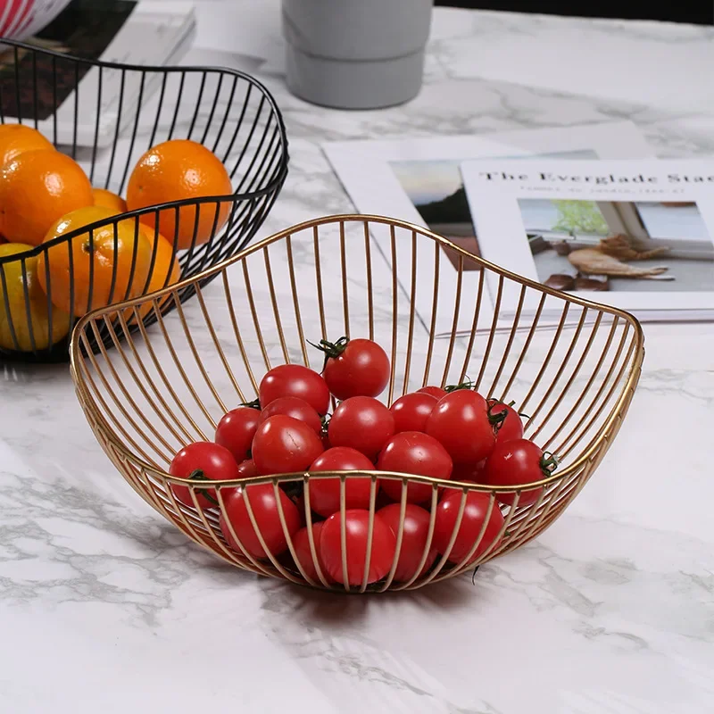 Fruit Basket Durable Metal Wire Storage Bowl Nordic Style Iron Home Snacks Bread Dining Table Indoor Cosmetic Storage Basket 1