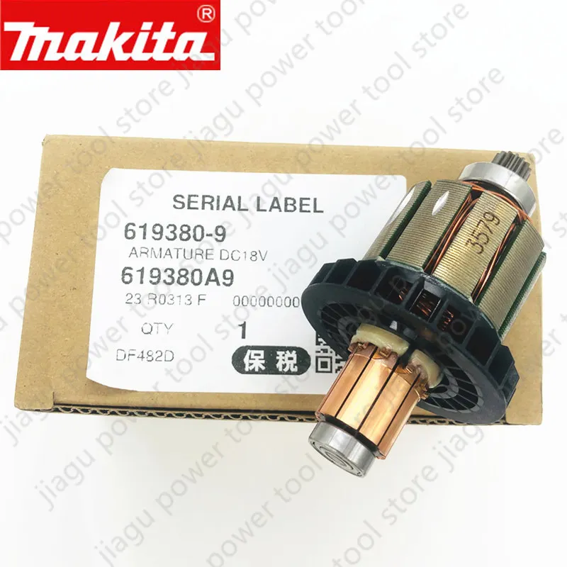 Makita 619380-9 Armature Rotor For DF482D DHP482 DDF482 Electric tool parts 3pcs carbon brush 619380 9 armature for ddf482 dhp482 dhp482rae dhp482z ddf482rme dhp482rme ddf482rfe ddf482z drill screwdriver