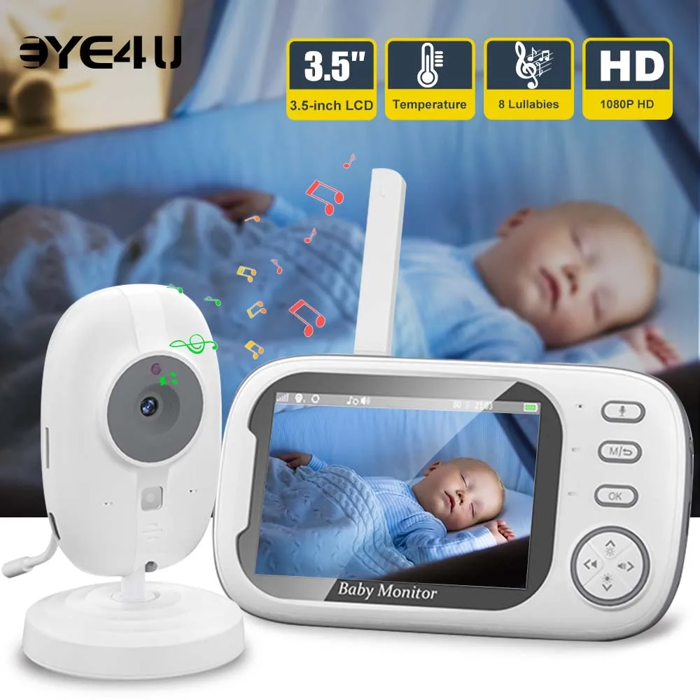 BabyPhone SmartCam 3.5" LCD – Caméra 360°, Zoom, 1080p, Vision Nocturne, WiFi